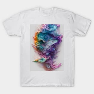 Wavy Rainbow Pastels AI Art T-Shirt